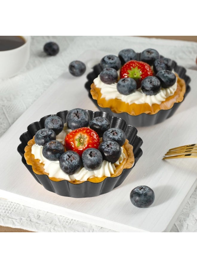 ChicAbode 6 Pcs Egg Tart Molds, 3inch Mini Tart Pans with Removable Bottom, Nonstick Round Mini Pie Pans, Bakeware Carbon Steel Mold for Pies - Image 3